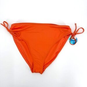Decree Womens High Rise Side Tie Bikini Bottom Apricot Orange XL New